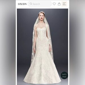 Oleg Cassini Satin Lace Strapless Mermaid Wedding Dress